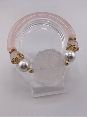 Rose Quartz Half-Bangle Artisan Bracelet